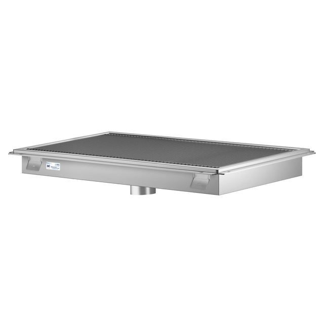Front. Koolmore - 24" x 36" Stainless Steel Floor Trough Drain, 14-Gauge with Subway-Style Grating & Removable Drain Basket, NSF Listed - Stainless-Steel.