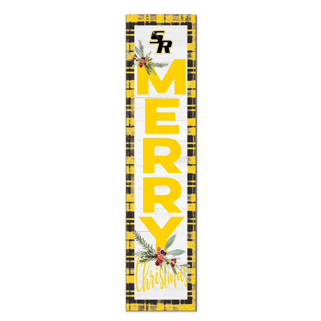 Front. Jardine - Saint Rose Golden Knights 12'' x 48'' Outdoor Merry Christmas Leaner - White.