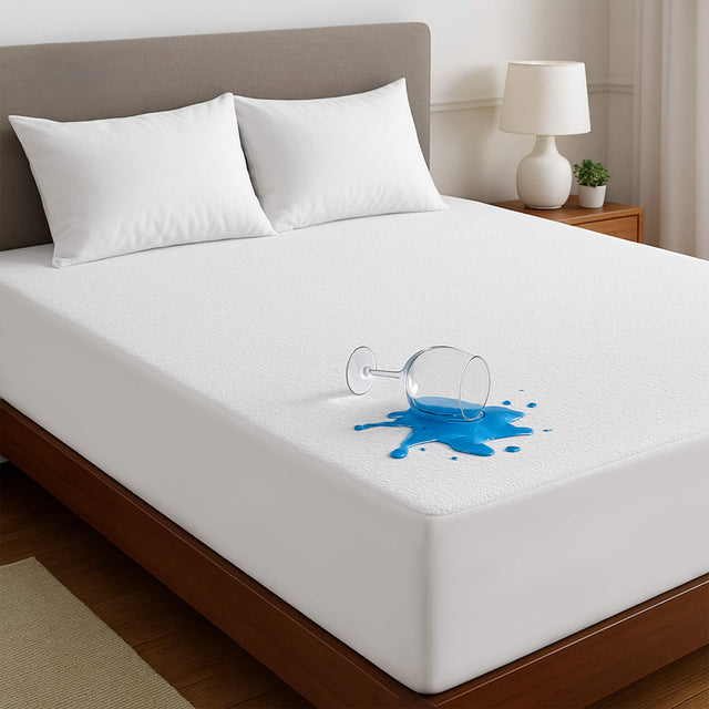 Front. Lux Decor Collection - Lux Decor Collection Terry Waterproof Mattress Protector, Breathable Fitted Cover, 16 Inch Deep Pocket - White.