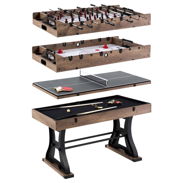Front. Barrington - Barrington Coventry 54 in 4-in-1 Combo Game Table with Billiards, Air Hockey, Foosball and Table Tennis - Brown.