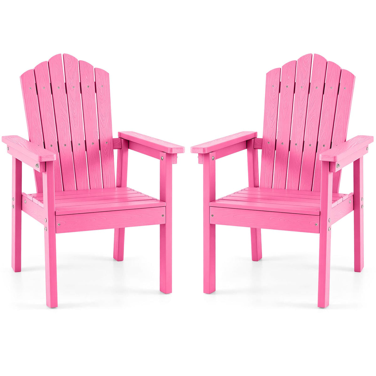 Costway - 2 PCS Outdoor Adirondack Chair, Patio HIPS Chairs with High Backrest, Wide Armrests - Pink