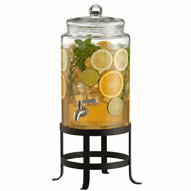 Front. Style Setter - Oliver Glass Beverage Dispenser 1.9 Gal - Clear.
