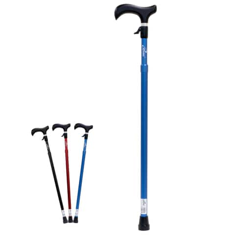 iLIVING - One-Touch Walking Cane for Men & Women, IntuiTrigger One-Hand Adjust, Lightweight, Adjustable, Balance and Rehab - Red