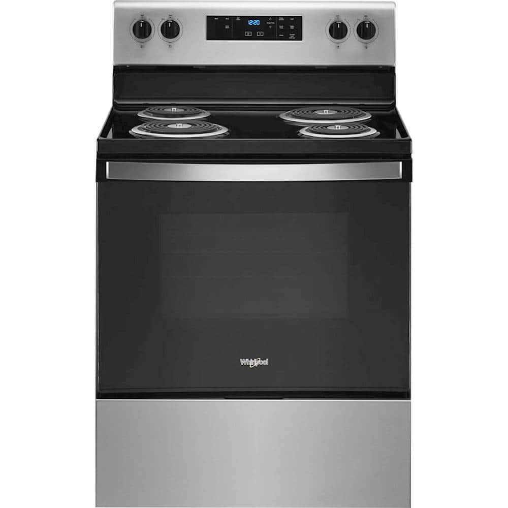 Whirlpool - 30 in. Wide 4 elements 4.8 cu. ft. Freestanding Electric Range with Self-Cleaning and Keep Warm Setting - Stainless Steel
