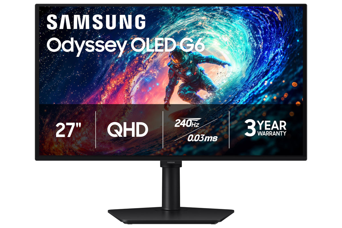 Samsung - 27" Odyssey OLED G6 (G61SH) QHD 240Hz 0.03ms, AMD FreeSync Premium, Glare Free Gaming Monitor - Black