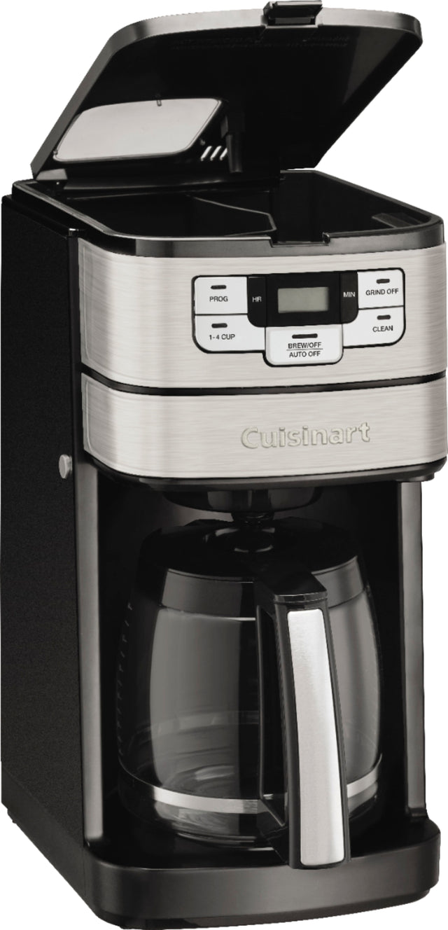 Angle. Cuisinart - Automatic Grind and Brew 12 Cup Coffeemaker - Black/Stainless Steel.