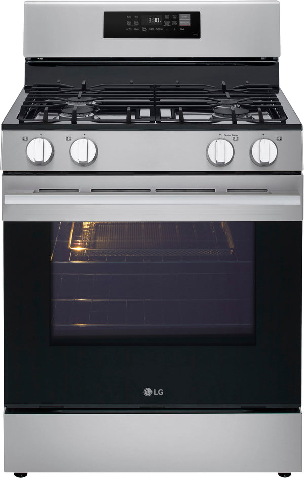 LG - 30-in Wide 6.3 Cu. Ft. Freestanding Gas True Convection Smart Range with 4 Burners, EasyClean, InstaView and Air Fry - Stainless Steel
