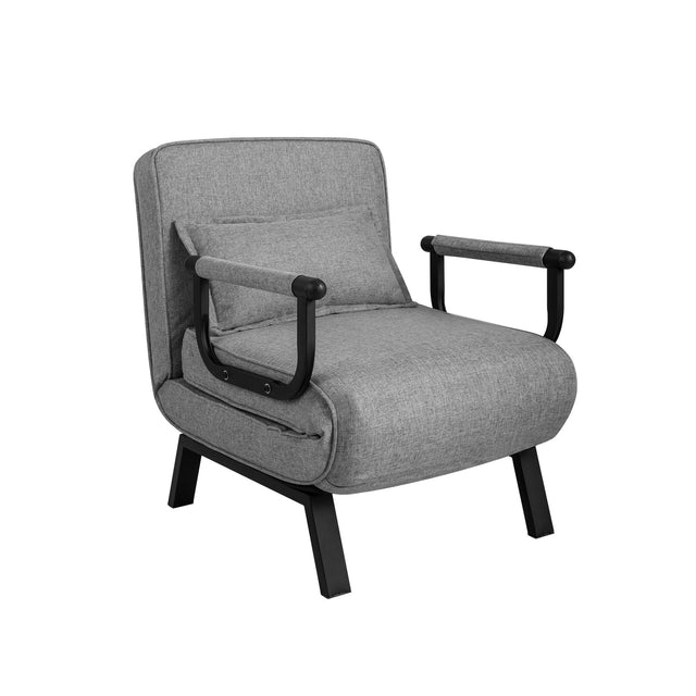 Front. Gymax - Gymax Convertible Sofa Bed 4-in-1 Folding Arm Chair Sleeper w/ 6-Position Adjustable Backrest - Gray.