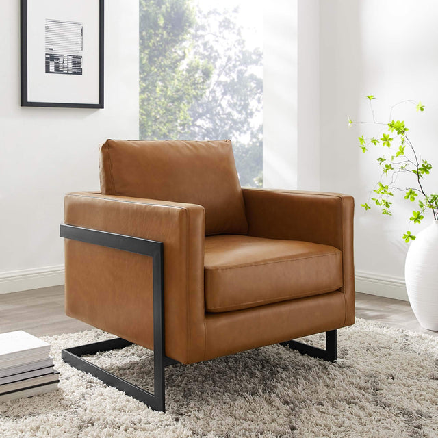 Front. Modway - Posse Vegan Leather Accent Chair by Modway - Black Tan.