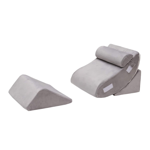 Front. Costway - Costway 4PCS Bed Wedge Pillow Set, Post Surgery Memory Foam Wedge Pillow for Back Neck Leg - Gray.