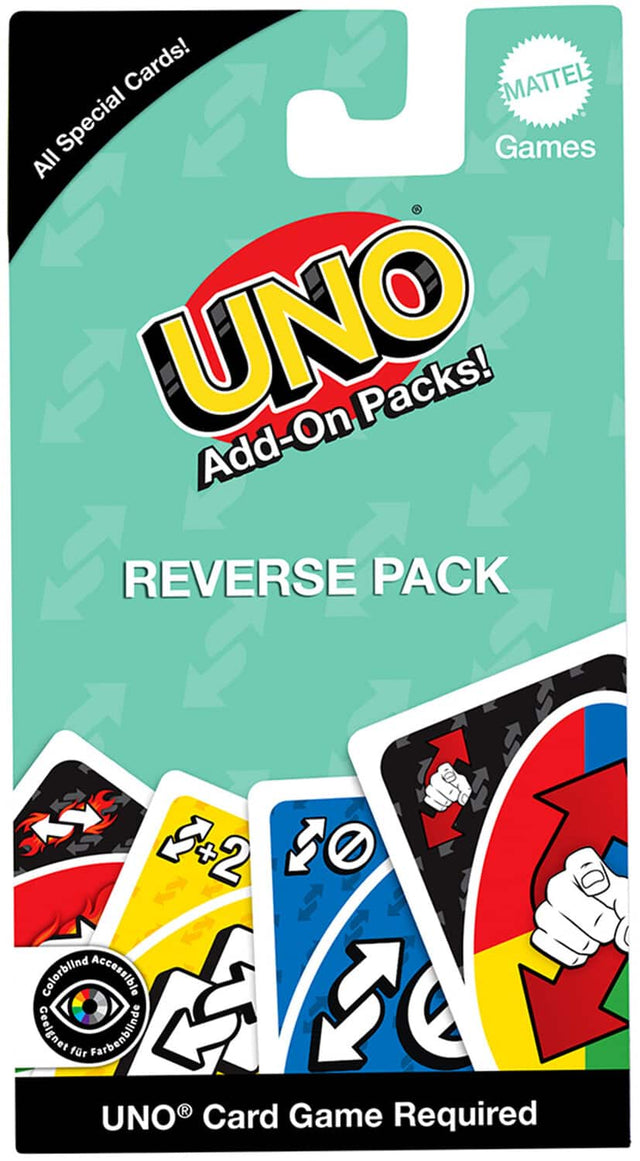 Cards! d EMATTEL Special Games All UNO Add-On Packs! REVERSE PACK 2+2 + 20 Colorblind Accessible Ceeignet fr Farbenblinde 2 R Game UNO Card Required