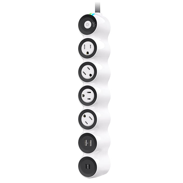 Front. 360 Electrical - PowerCurve77, 4 Rotating Outlets/2 USB-A and 2 USB-C 1080 Joules Surge Protector - White.