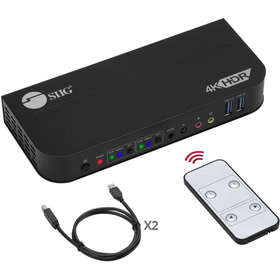 SIIG - 2x1 DisplayPort 4K KVM USB 3.0 Switch with Remote Control - Black