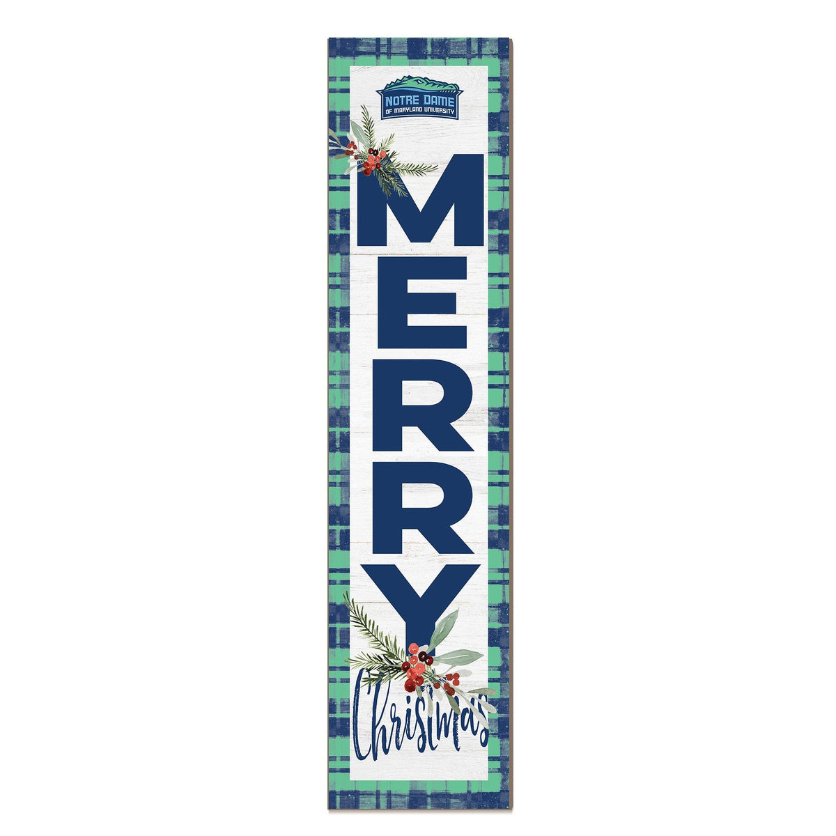 Jardine - Notre Dame of Maryland Gators 12'' x 48'' Outdoor Merry Christmas Leaner - White