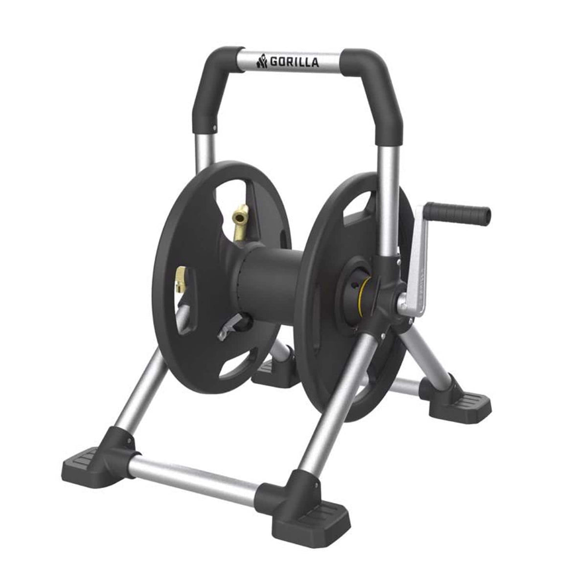 Gorilla - 150 ft. Black/Gray Retractable Free Standing Hose Reel Cart