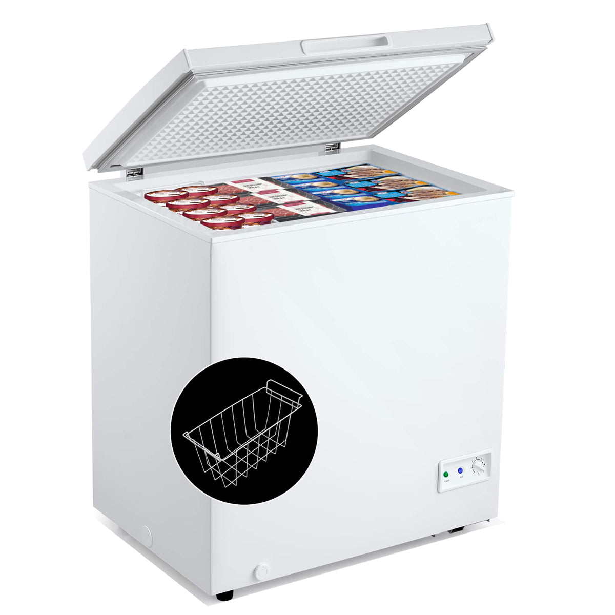 Costway - 5 Cubic Feet Chest Freezer w/Removable Storage Basket Deep Freezer - White