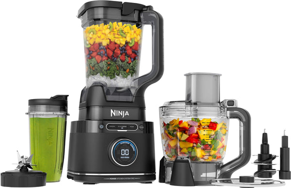 Ninja - Detect Kitchen System Power Blender + Food Processor Pro with 24-oz. To-Go Cup and BlendSense Technology - Black