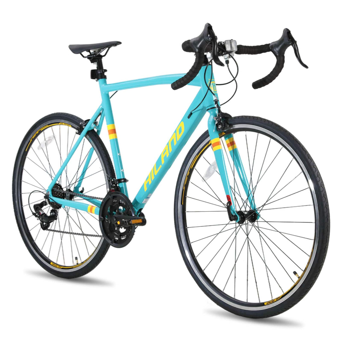 HILAND - 700C Road Bike 14-Speed Aluminum Alloy Frame Road Bicycle for Men Women, Racing Bike for Adult Medium Frame - Green
