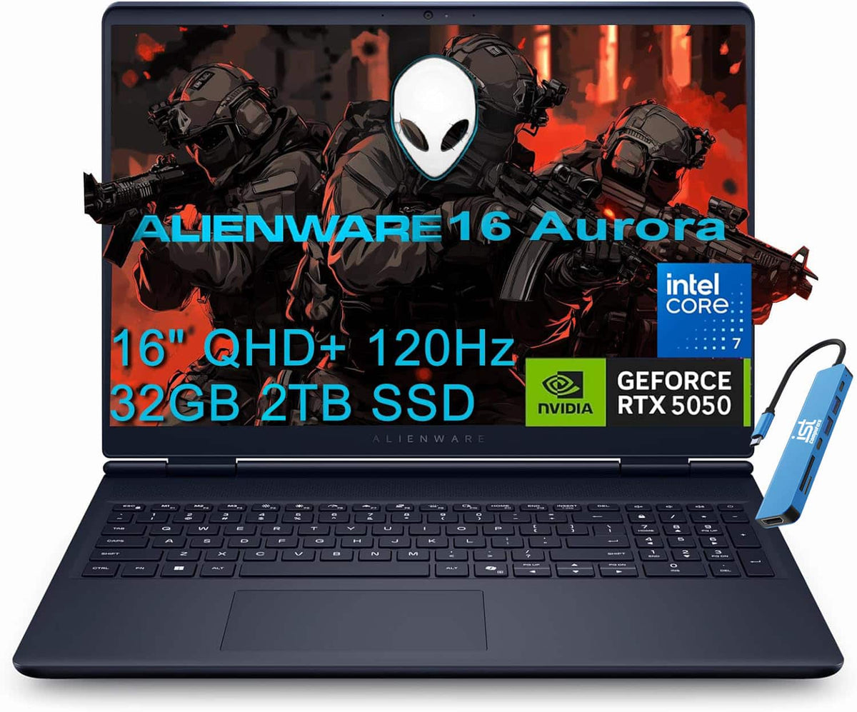 Alienware - Upgraded - 16 Aurora 16" 2.5K 120Hz AC16250 Laptop - Intel Core 7 240H with NVIDIA GeForce RTX 5050 - Wi-Fi 7 - 32GB RAM - 2TB SSD - Blue