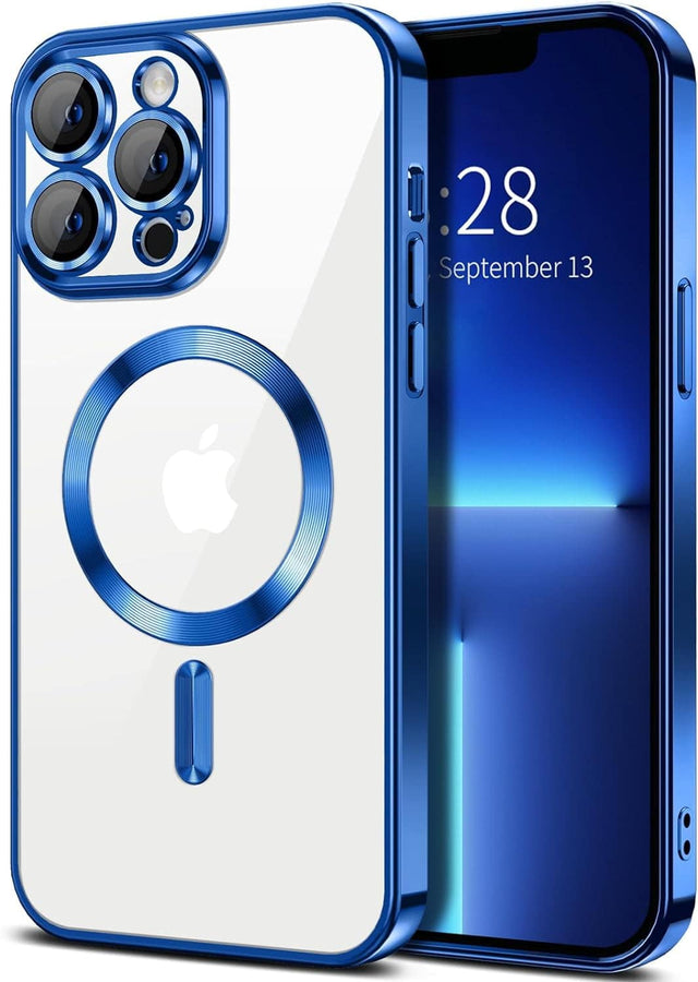 Front. Entronix - Entronix [Magnetic] Case Compatible with iPhone 13 Pro - [Clear Back] Luxury Glossy Cover - Blue.