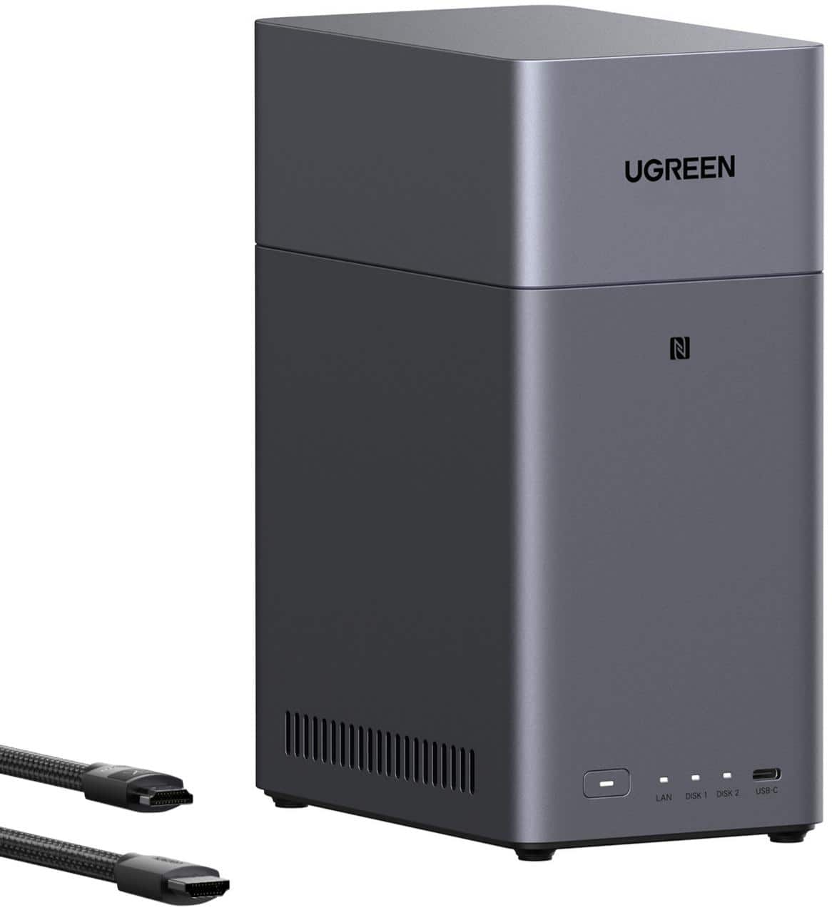 UGREEN - NASync DH2300, 64TB 2-Bay NAS with AI Photo Album, Remote Access, 4GB RAM, 1GbE (Hard Drive Not Included) - Gray