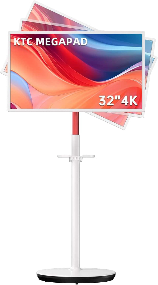 KTC - 32" 4K UHD Smart Touchscreen Portable Monitor w/ Full Swivel Rotation, 128 GB Storage, Google EDLA Certified, Android 13 - White