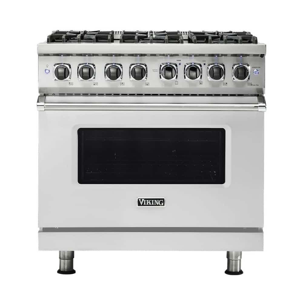 Viking - 36 in. Wide 6 Burner 5-Series 5.6 Cu. Ft. Self-Cleaning Freestanding Dual Fuel Convection Range - Stainless Steel