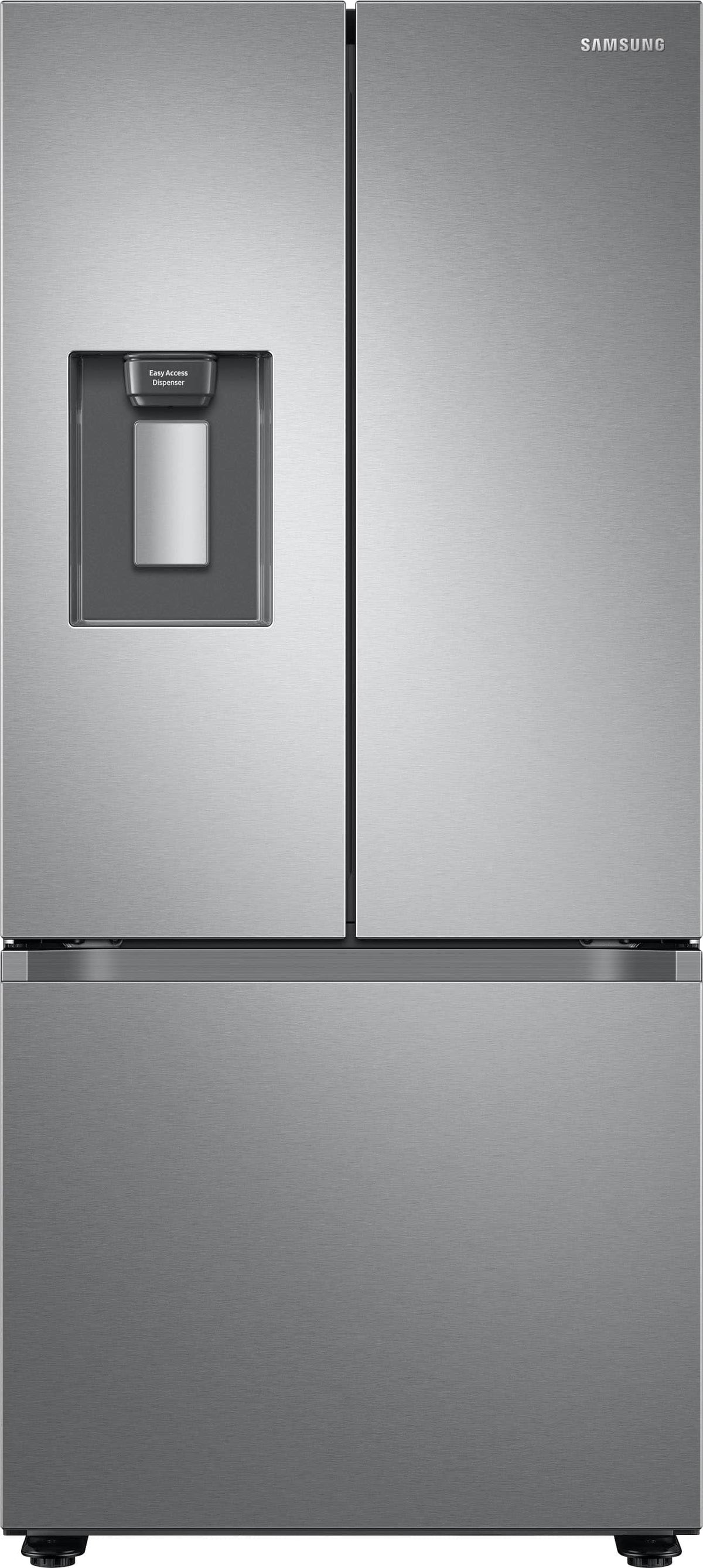 Samsung - 30 in. Wide 22 cu. ft. 3-Door French Door Smart Refrigerator with External Water Dispenser - Stainless Steel