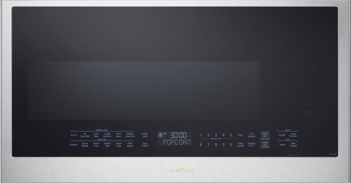 LG - SIGNATURE 1.7 Cu. Ft. Convection Over-the-Range Smart Microwave with Sensor Cooking, Air Fry and Air Sous Vide - Stainless Steel