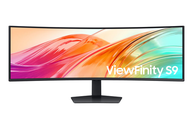 Front. Samsung - Samsung 49" QHD 120Hz Business Curved Ultra-wide Monitor (HDMI, DisplayPort and USB-C), Black - Black.