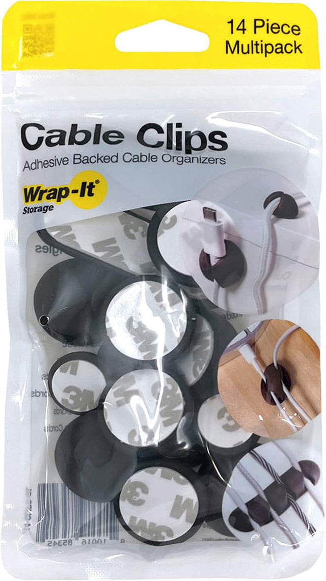 Angle. Wrap-It Storage - Cable Clips - Black.