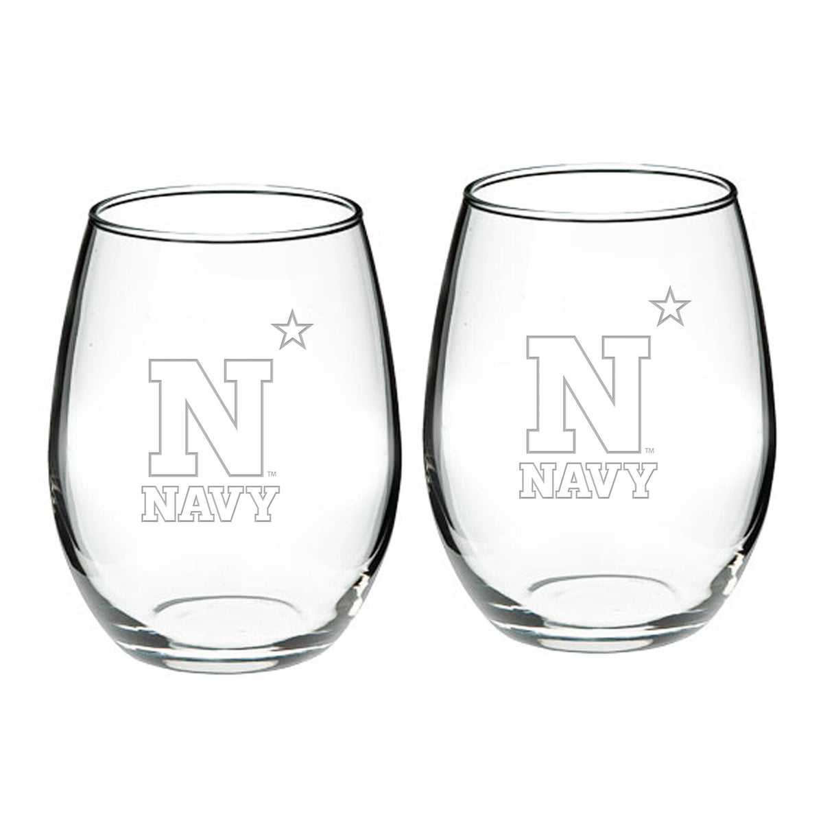 Jardine - Navy Midshipmen 2-Piece 21oz. Stemless Wine Glass Set - Multicolor