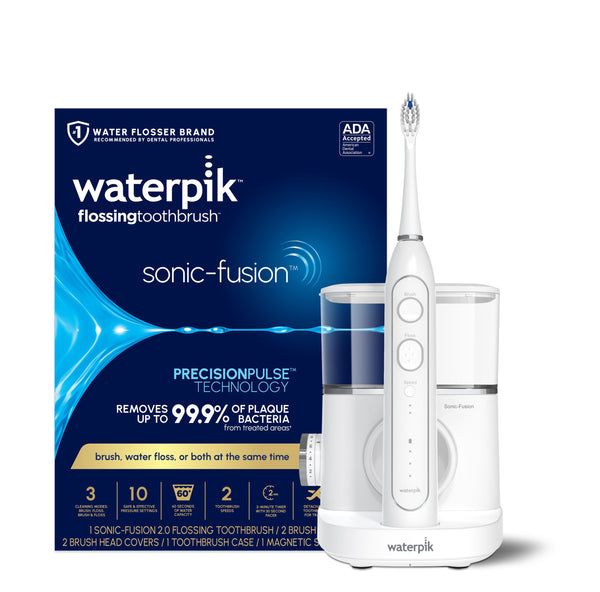Waterpik - Sonic-Fusion 2.0 Flossing Electric Toothbrush with Water Flosser Combo In One, ADA Accepted - White
