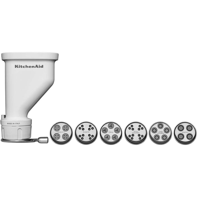 KitchenAid  
MADE IN ITALY  

- PASTA  
- RIGATONI  
- SMALL MACARONI  
- LARGE MACARONI  
- RIGATONI  
- PASTA  
- PASTA  
- PASTA