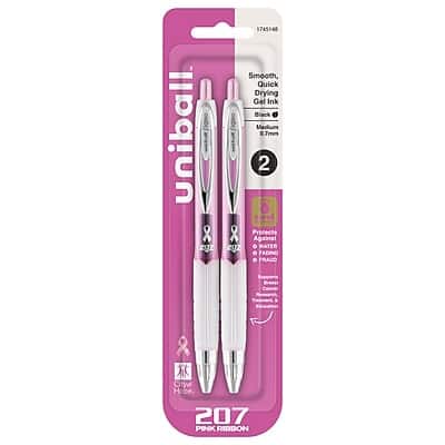 Uniball 207  
Smooth, Quick Drying Gel Ink  
Black Medium 0.7mm  
2 Pack  
Protects Against  
- Water  
- Heat  
- Light  
- Fade  
City Hobe  
Pink Ribbon  
207