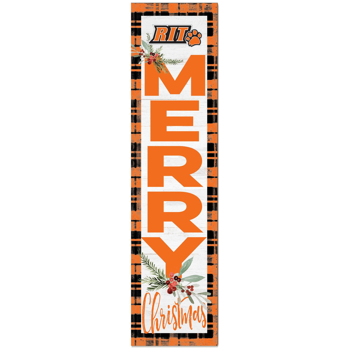 Jardine - Rochester Institute of Technology Tigers 12'' x 48'' Outdoor Christmas Leaner - White