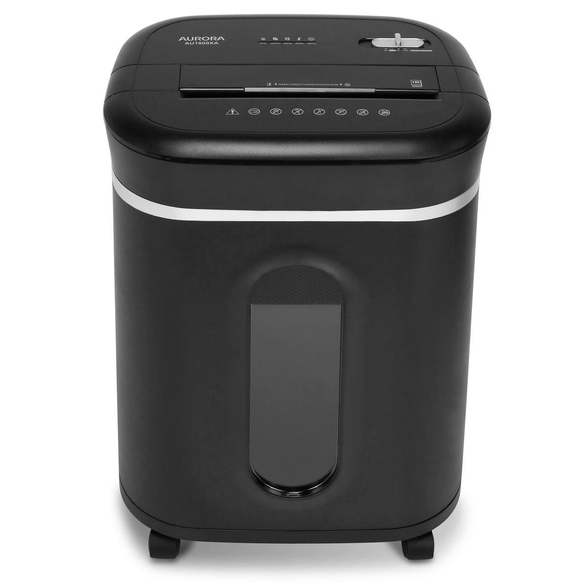 Aurora - AU1800XA Anti-Jam Heavy Duty 18-Sheet Crosscut Paper and CD Shredder / 6 Gallon Pullout Basket / 30 Min Run Time - Black