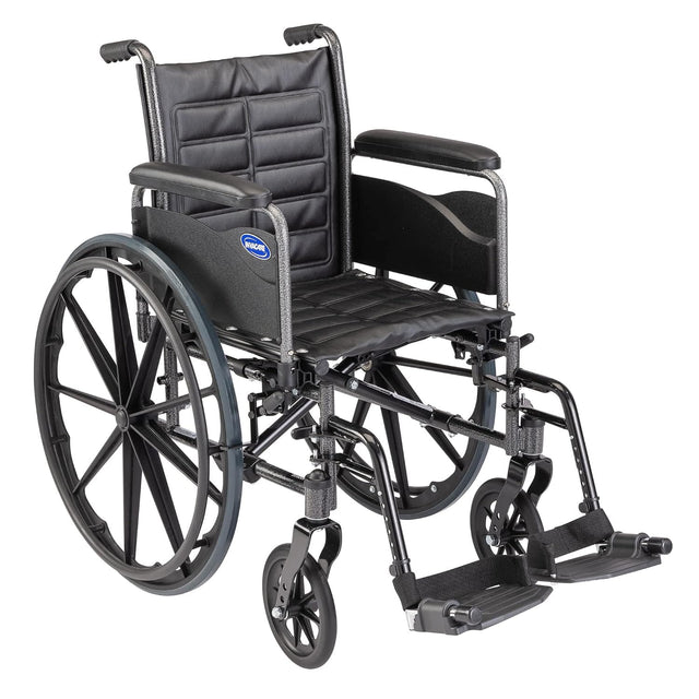 Front. Invacare - Tracer EX2 Wheelchair for Adults, Standard Folding (18 Inch Seat), Footrests, Full Arms - Black.