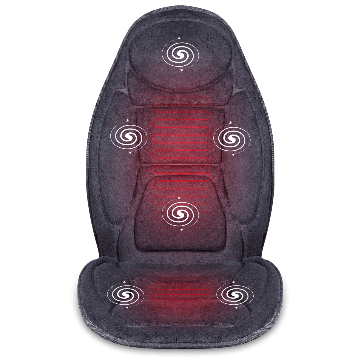 Snailax - Memory Foam Vibration Back Massager with Heat, with 6 Vibrating Motors and 2 Heat Levels - Gray