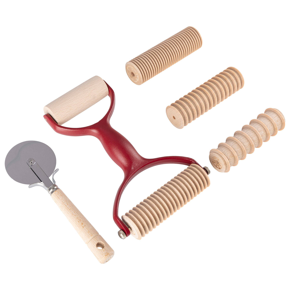 Classic Cuisine - 7 Pcs Pasta Making Tools - Natural, Wine, Red