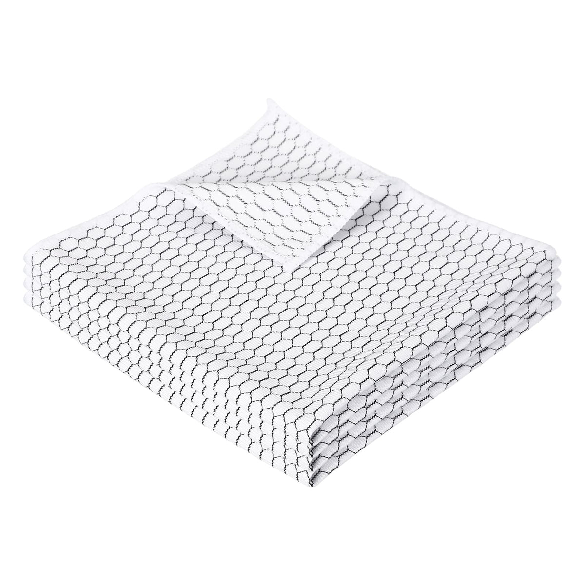 Unique Bargains - 16x16 Inches Fish Scale Microfiber Cloth, 4pcs Ultra Absorbent Lint Free Towel for Glass, Mirror, Kitchen, Cars, Dish - White