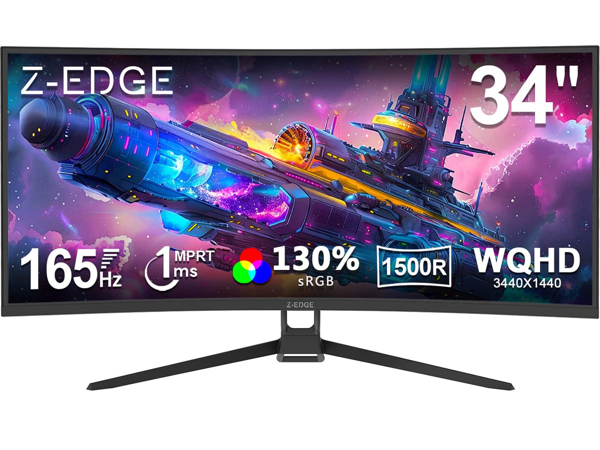 Z Z-Edge - 34" 21:9 UWQHD 3440x1440 165Hz 1ms Curved Gaming Monitor, FreeSync, HDMI x2, DP x2, PBP & PIP Mode - Black