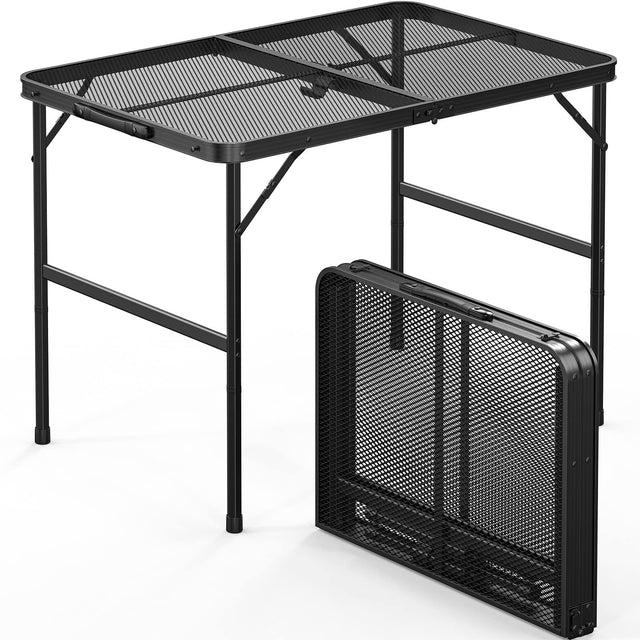 Front. Winado - 3FT Folding Camping Table Portable Picnic Table w/ Adjustable Height Aluminum Table for Indoor Outdoor Beach Patio Party - Black.