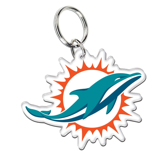 Front. WinCraft - Miami Dolphins Premium Acrylic Core Key Ring - Multicolor.