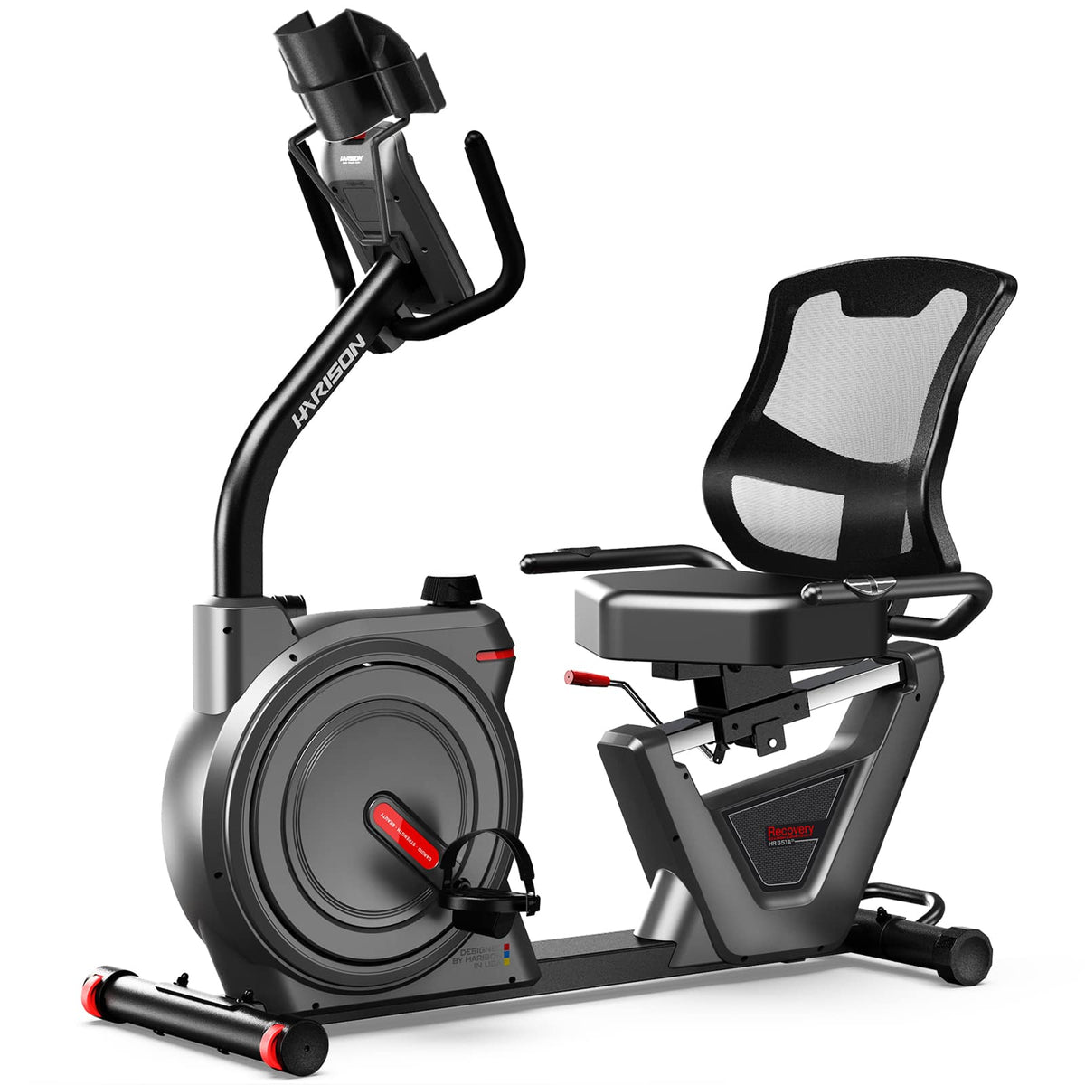 HARISON - Recumbent Exercise Bike for Home, 450 LB Capacity with Quiet Magnetic Resistance & LCD Monitor(BBB51AB) - Black