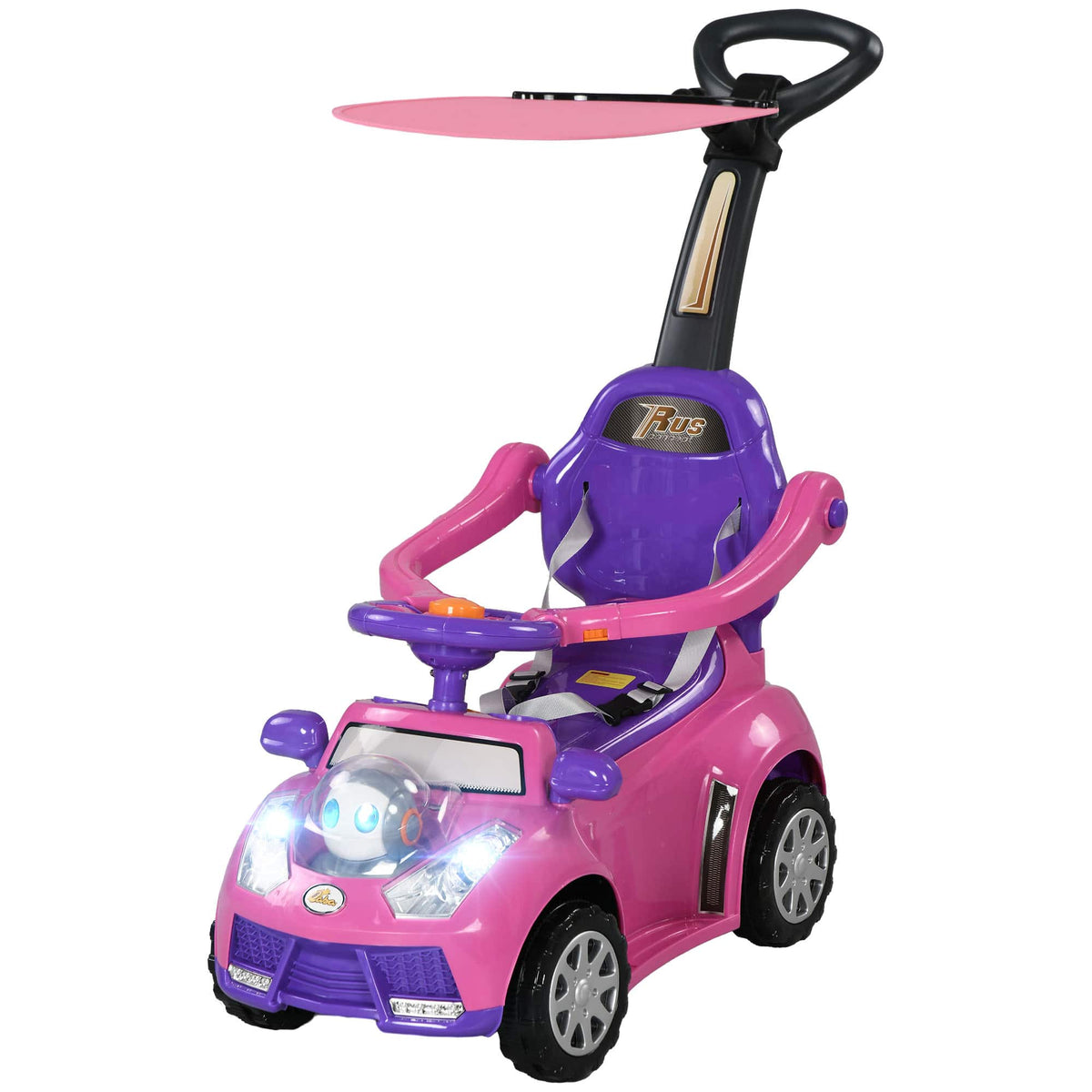 Qaba - in 1 Push Car Sliding Car with Removable Handle, Music, Horn, Canopy