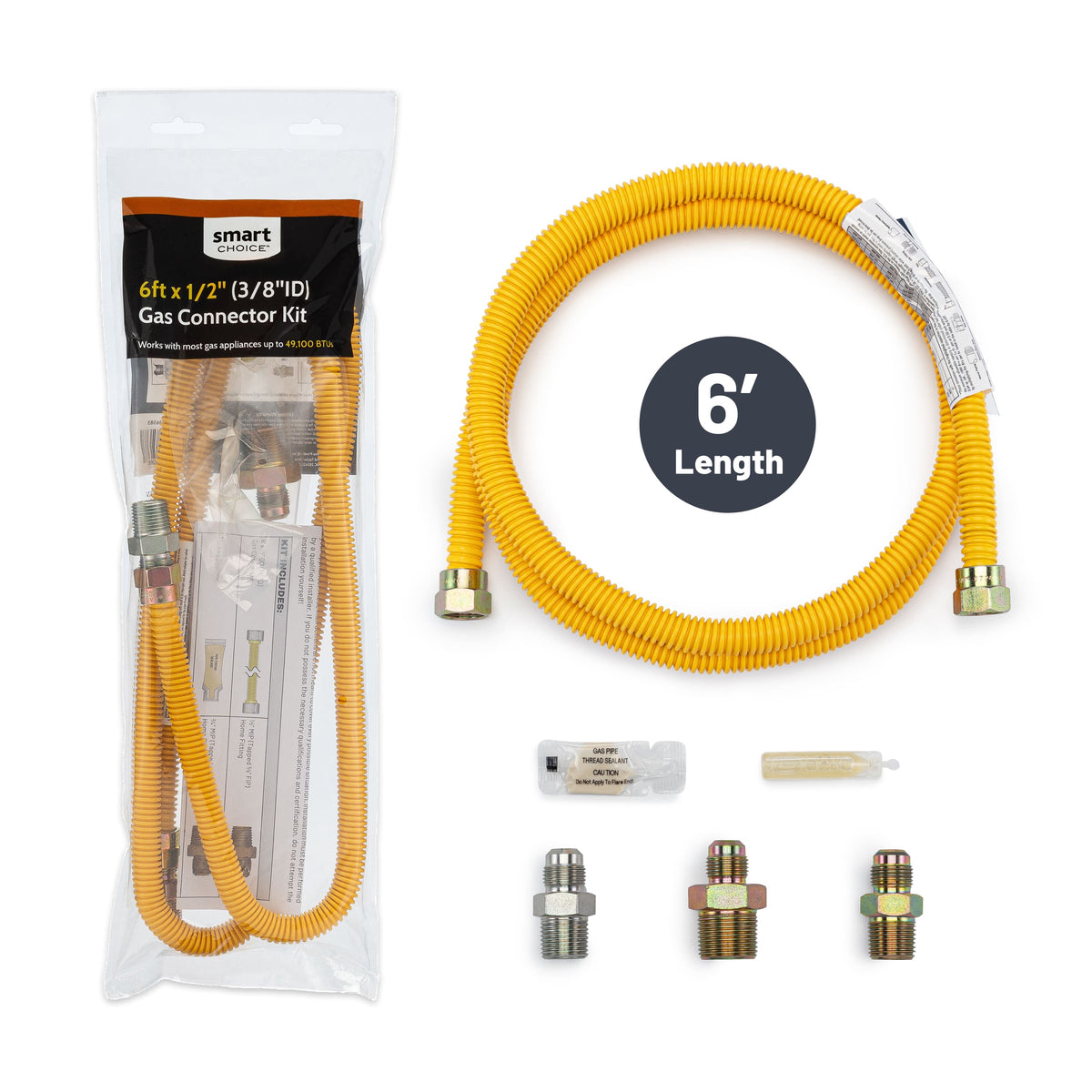 Smart Choice - 6' X 1/2" Gas Connector Kit