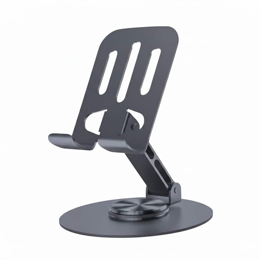 Entronix - Adjustable Desktop Phone Stand - Metal Table Phone Holder - Black