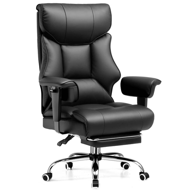 Front. CloudRest Pro - Big and Tall Office Chair Faux Leather Ergonomic Executive Chair,Black - Black.