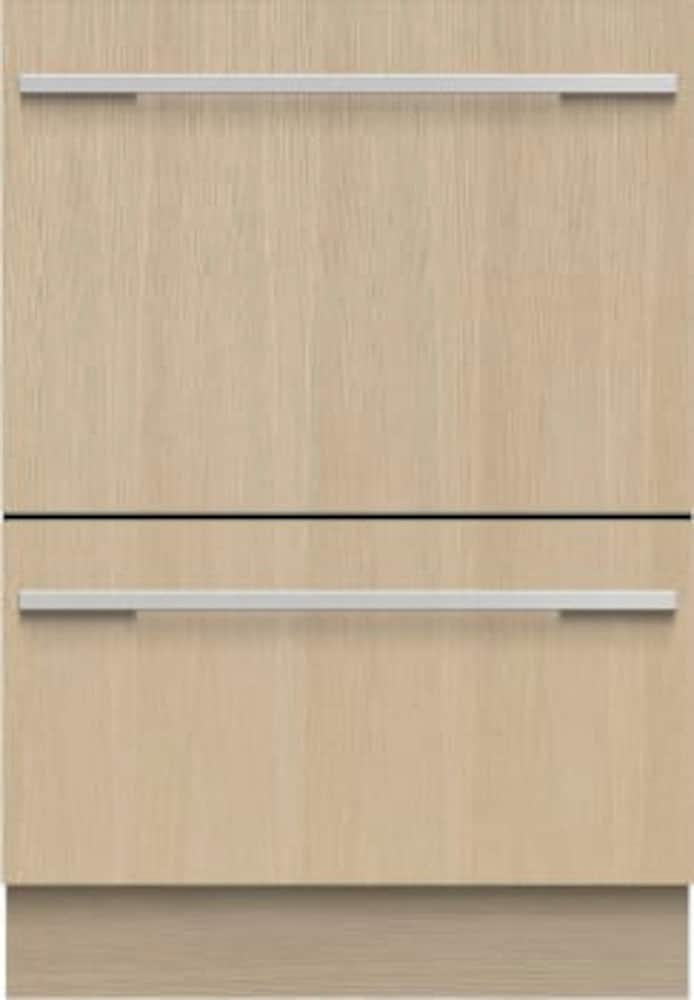 Fisher & Paykel - 24" Integrated Double DishDrawer, Top Control, Full Size, Stainless Interior, Water Softener 43 dba - Custom Panel Ready